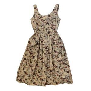 No. 6 Store Floral Midi Dress - Sundress - Open Back - Gray Cream Red - Size  M